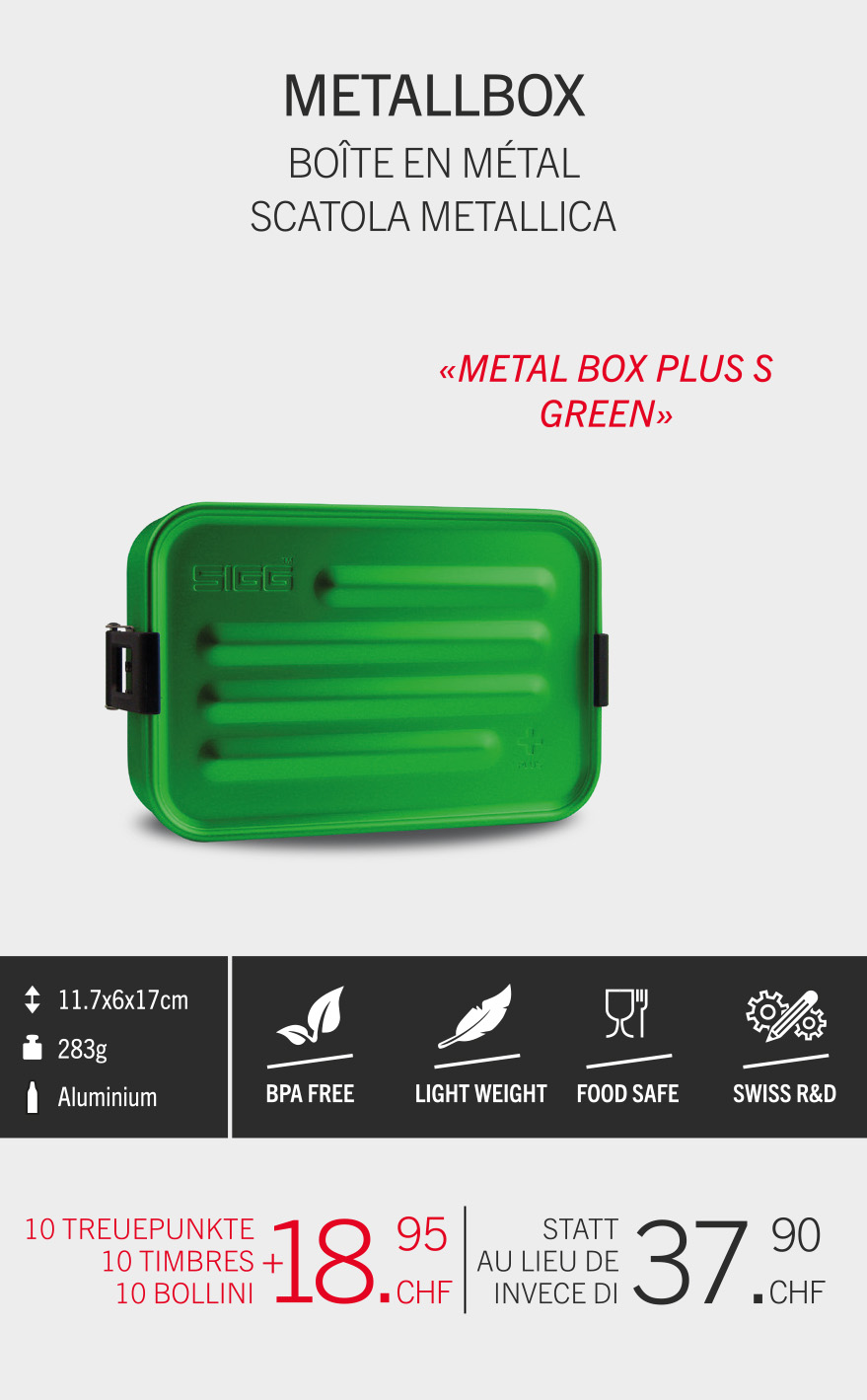 Boîte en métal verte