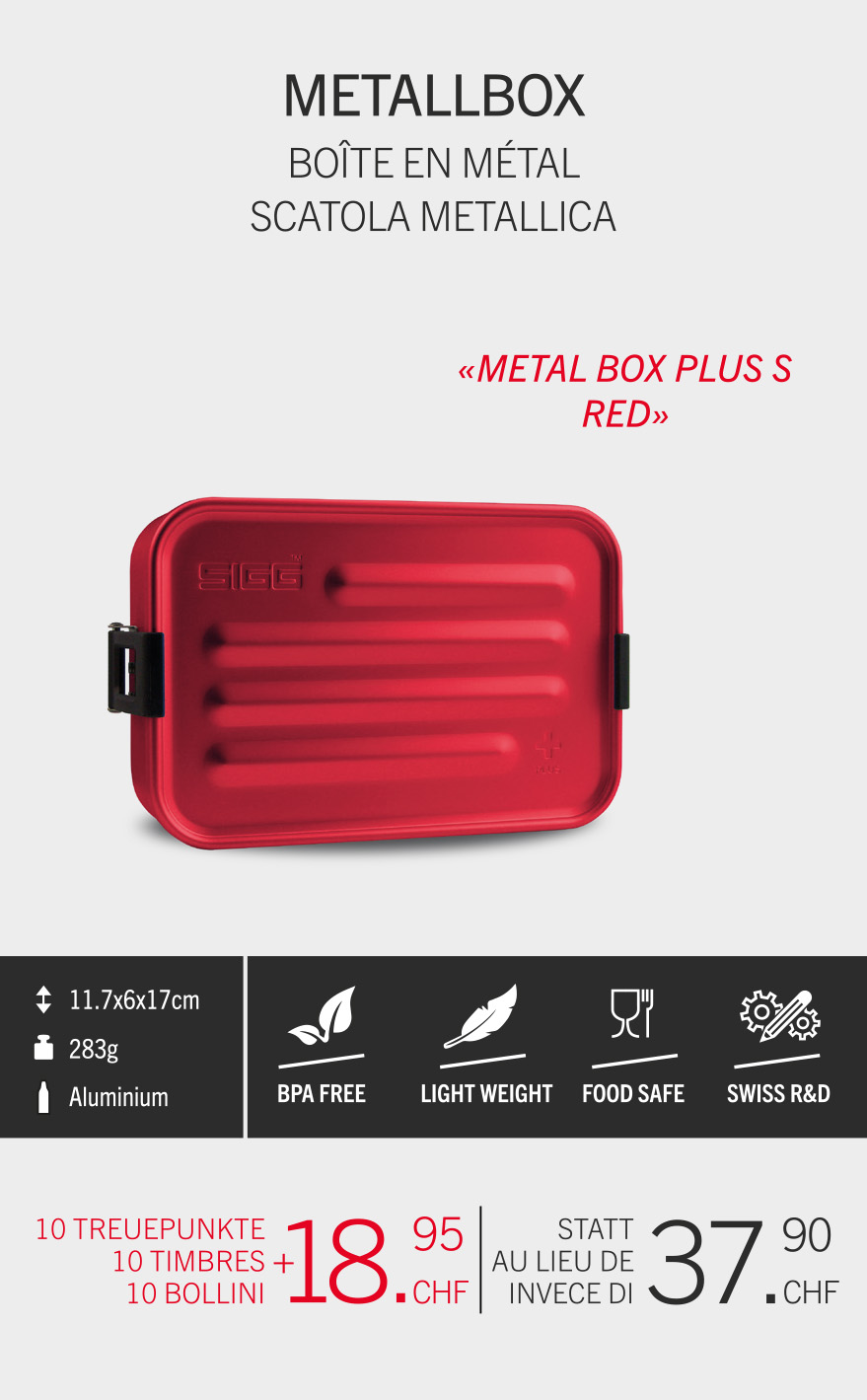 Boîte en métal rouge